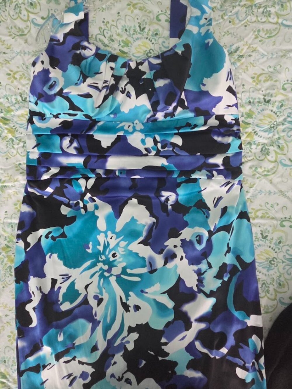 Bisou Bisou Blue and Aqua Floral Dress